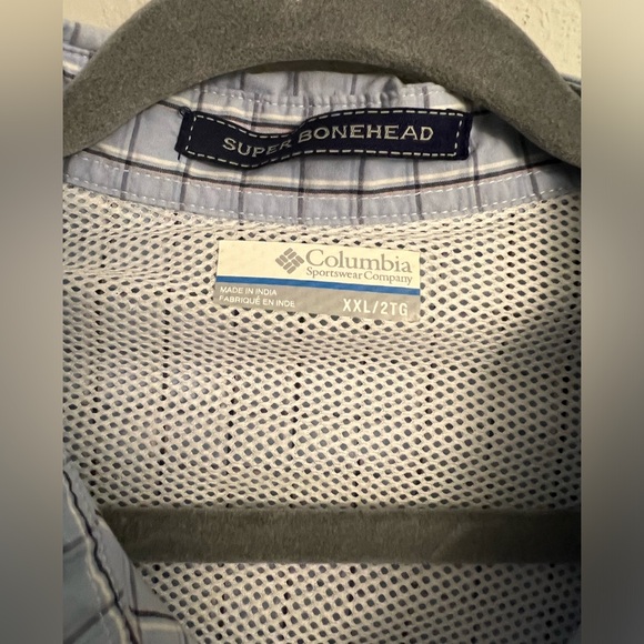 Men’s Columbia PFG Super Bonehead Fishing Lightweight Blue Plaid Shirt Size XXL - Picture 3 of 7